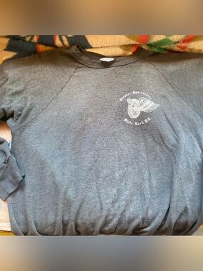 Gray Graphic Crewneck Sweatshirt with Winged Heart Logo